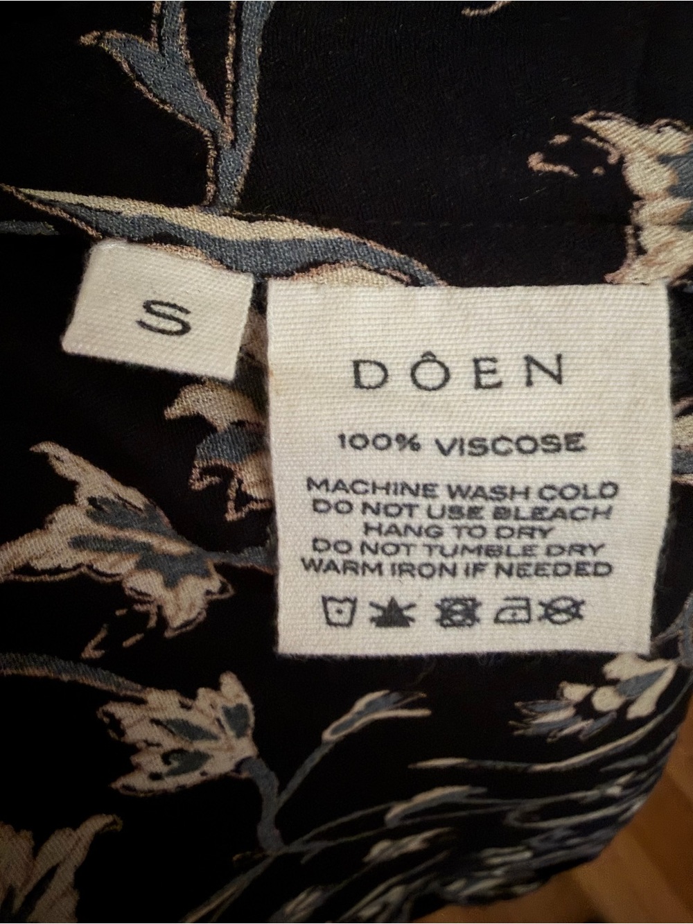 Doen Black Floral Wrap Dress with Cream & Gray Detail - Picture 7 of 7